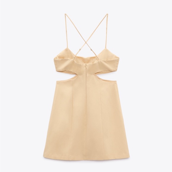 Zara CUT OUT LINEN BLEND DRESS - Picture 6 of 16